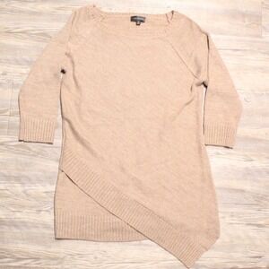The Limited Sweater Women's XS Tan Beige Asymmetric Hem 3/4 Sleeve Knit